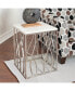 Фото #7 товара Square Marble End Table with Stainless Steel Base