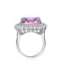 Фото #2 товара Sterling Silver White Gold Plated Pink Ascher Cubic Zirconia with Clear Round Cubic Zirconia's Double Halo Cocktail Ring