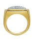 Фото #3 товара Hip Hop Headlight Natural Certified Diamond3.24 cttw Round Cut 14k Yellow Gold Statement Ring for Men