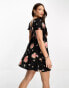 Фото #4 товара ASOS DESIGN Tall crochet bardot mini dress in dark floral print