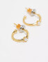 Фото #2 товара Accessorize Z collection 3 pack gold plated pearl stud and hoop earrings set in gold