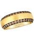 ფოტო #1 პროდუქტის Chocolatier® Men's Chocolate Diamond Two Row Band (1 ct. t.w) in 14k Gold