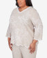 Фото #3 товара Plus Size Garden Party V-neck Embroidered Floral Top