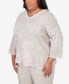 ფოტო #3 პროდუქტის Plus Size Garden Party V-neck Embroidered Floral Top