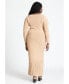 Фото #1 товара Plus Size Long Sleeve Sweater Dress With Pleat Hem