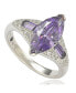 ფოტო #1 პროდუქტის Suzy Levian Sterling Silver Marquise Cubic Zirconia Center Stone Ring