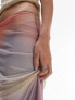 Фото #2 товара Topshop Petite mesh pastel blurred printed picot trim midi skirt in multi