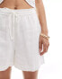 Фото #2 товара Pieces crinkle tie waist shorts co-ord in white