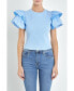 Women's Mixed Media Ruffled Top