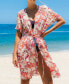 Women's Coral Tropical Open-Front Cover-Up