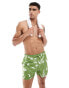 ASOS DESIGN swim shorts in short length in green floral print