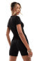 Naked Wardrobe double layered sculpted short sleeve unitard playsuit in black