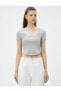 Фото #3 товара Кроптоп Koton Ribbed Crop Tee