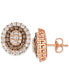 ფოტო #2 პროდუქტის Chocolate Diamond & Nude Diamond Halo Cluster Stud Earrings (2 ct. t.w.) in 14k Rose Gold