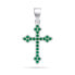 Фото #1 товара Silver pendant with green zircons Cross PT84WG