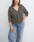 ფოტო #5 პროდუქტის Women's Buttons Detail Striped Cardigan