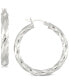 ფოტო #1 პროდუქტის Textured Hoop Earrings in 18K Yellow Gold Over Silver or Sterling Silver