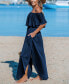 Фото #1 товара Women's Navy Off-Shoulder Flounce Bodice Jersey Maxi Beach Dress