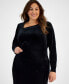 Фото #4 товара Family Matching Plus Size Velvet Long-Sleeve Dress, Created for Macy's