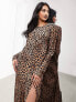 ASOS EDITION long sleeve bias cut maxi dress in leopard print Леопардовый, 38 - фото #3