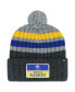 Фото #1 товара Men's Gray Buffalo Sabres Stack Patch Cuffed Knit Hat with Pom