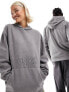 ASOS DESIGN unisex oversized hoodie in washed grey with New York embroidery