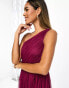 Фото #2 товара Anaya Bridesmaid tulle one shoulder midi dress in berry