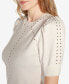 Фото #4 товара Women's Short Puff-Sleeve Embellished Sweater