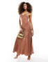 Фото #1 товара ASOS DESIGN satin buckle strap maxi dress with fuller skirt in mocha