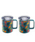 Teal Falling Leaves Insulated Coffee Mugs, Set of 2