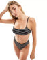 Фото #1 товара Free Society crinkle crop bikini top in black stripe