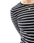 New Look long sleeve crew neck top in white stripe weiß, 36 - фото #2