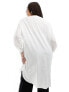 ONLY Curve v neck oversized shirt in white