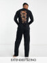 Фото #1 товара ASOS DESIGN pyjama set with long sleeve turtle neck top with tie back and trousers in black