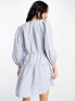 Фото #3 товара & Other Stories linen tie detail mini dress in blue