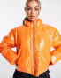 Фото #6 товара Missguided cropped vinyl puffer jacket in orange
