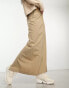 ASOS DESIGN column maxi skirt with split in sand