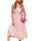 Women's Pink Variegated Stripe Square Neck Maxi Beach Dress Розовый, XLARGE - фото #1