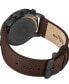ფოტო #2 პროდუქტის Men's Chrono Dark Brown Genuine Leather Strap Watch 44mm