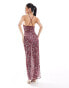 ASOS DESIGN halter neck sequin midi dress in burgundy Бордовый, 36 - фото #2