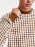 Фото #5 товара New Look relaxed fit puppytooth jumper in brown