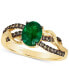 ფოტო #1 პროდუქტის Chocolatier® Costa Smeralda Emeralds (7/8 ct. t.w.) & Chocolate Diamond (1/4 ct. t.w.) Openwork Ring in 14k Gold