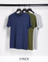 ASOS DESIGN 3 pack muscle fit t-shirts in multiple colours