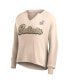 Women's Tan Distressed New Orleans Saints Go For It Notch Neck Waffle Knit Long Sleeve T-shirt