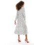 Vila maxi shirt dress in white spot print