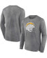 Фото #1 товара Men's Heather Charcoal Distressed Los Angeles Chargers Washed Primary Long Sleeve T-shirt