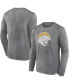 ფოტო #1 პროდუქტის Men's Heather Charcoal Distressed Los Angeles Chargers Washed Primary Long Sleeve T-shirt