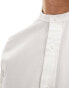 ASOS DESIGN slim fit grandad collar shirt in white