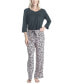 Women's 3/4 Sleeve Top & Boot-Cut Pajama Pants Set