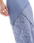 Miss Selfridge mixed texture fluted maxi skirt in blue BLAU, 40 - фото #4